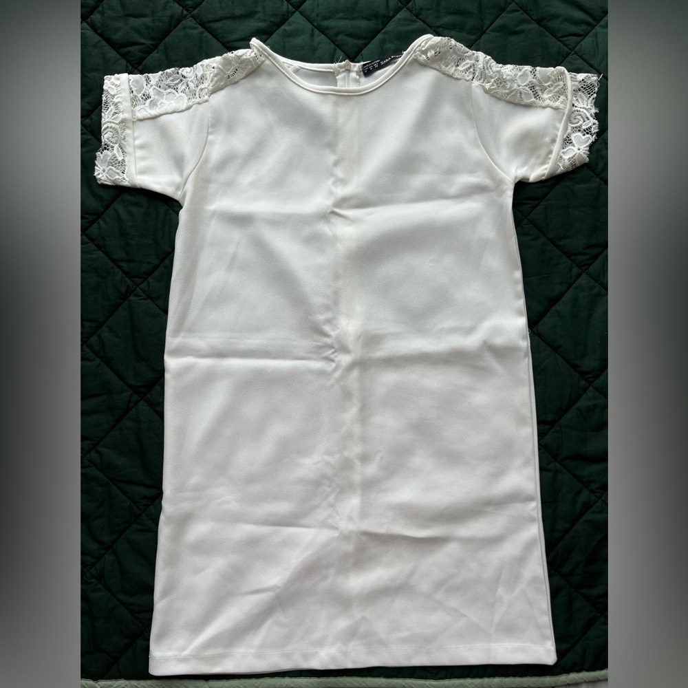 Zara White Lace Sleeve Dress